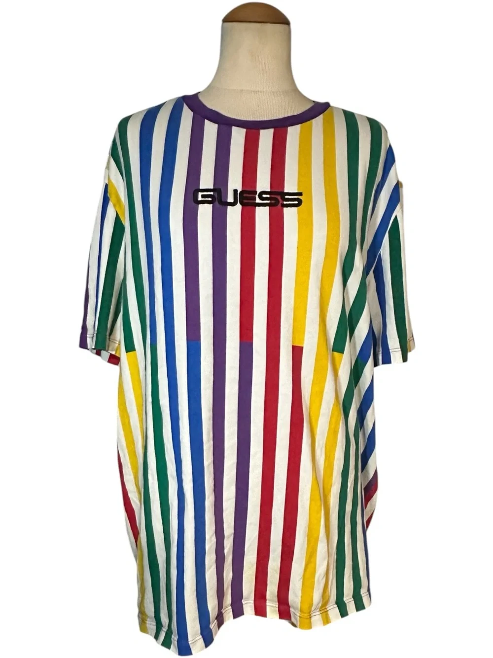 Guess x J Balvin La Familia Rainbow Striped Shirt Multicolor Size M - Picture 2 of 6